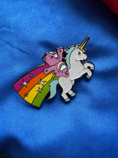 Unicorn Cheer Bear Pride Pin, Care Bears